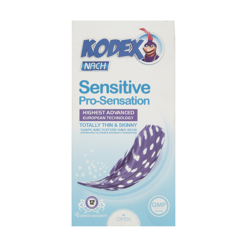 کاندوم کدکس مدل Sensitive Pro-Sensation بسته 12 عددی ارسال فوری پرداخت درب منزل تهران بسته بندی محرمانه