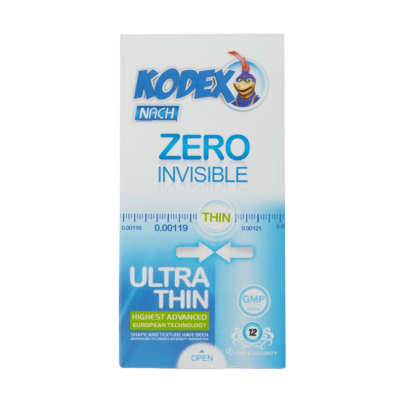 کاندوم کدکس مدل Zero Invisible بسته 12 عددی ارسال فوری پرداخت درب منزل تهران بسته بندی محرمانه