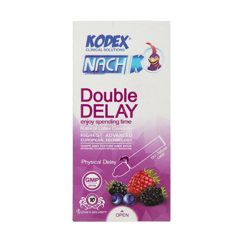 کاندوم تاخیری ناچ کودکس مدل Double Delay بسته 10عددی ارسال فوری پرداخت درب منزل تهران بسته بندی محرمانه
